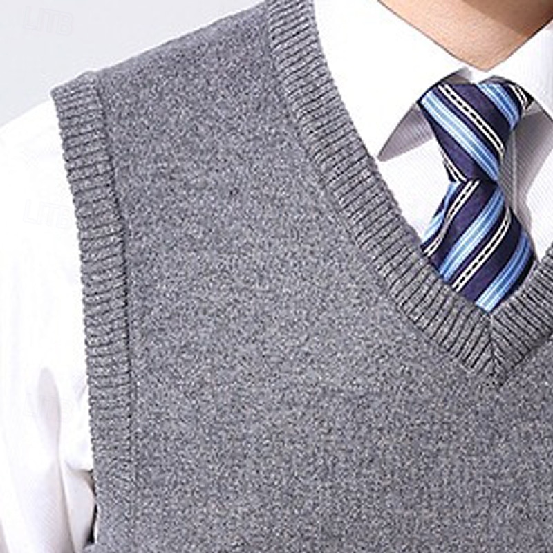 Men's Sweater Sweater Vest Pullover Sweater Jumper Ribbed Knit Regular Tops Knitted Slim Fit Plain V Neck Knitwear Contemporary Casual Business Clothing Apparel Spring Fall Wine Navy Blue M L XL 2026 - $26.99 –P11