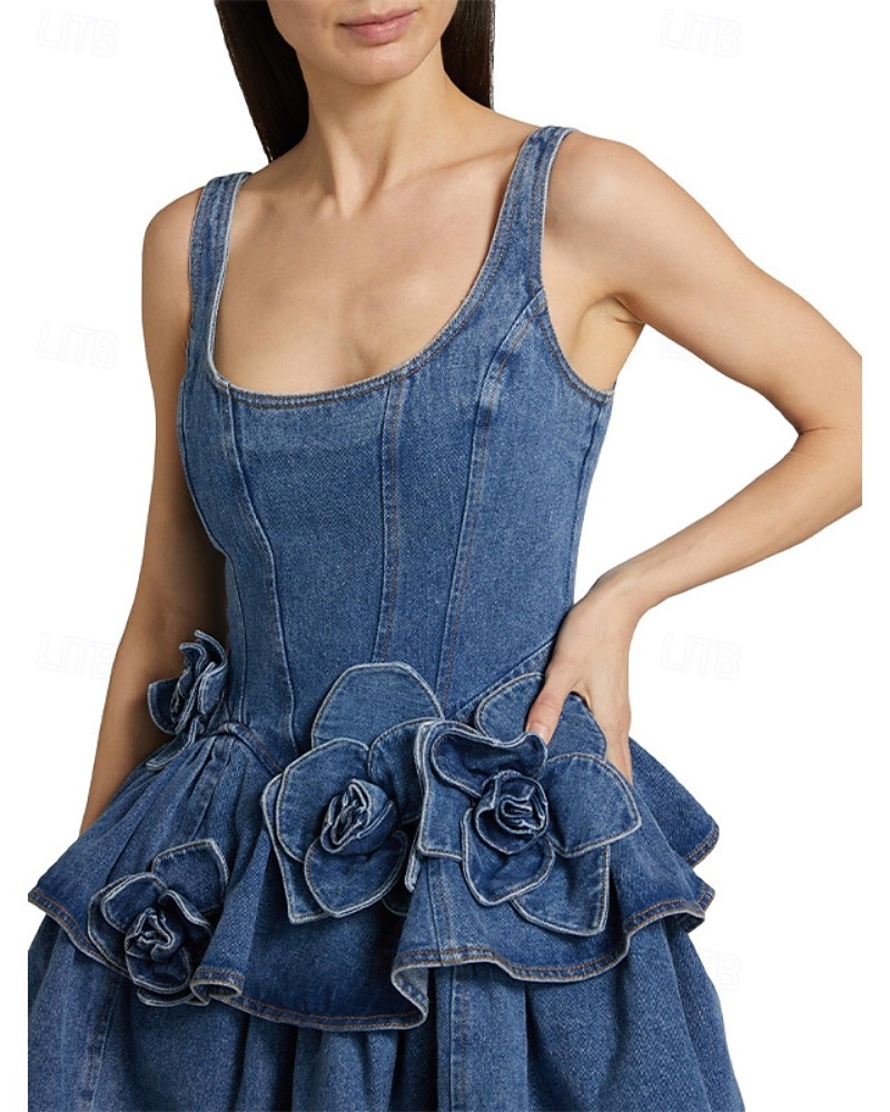 Women's Mini Dress Denim Dress Party Dress Cocktail Dress Sundress Fashion Modern Evening Party Party Cocktail Party Regular Fit Plain Sleeveless Crew Neck Blue Spring Fall 2026 - $73.99 –P6