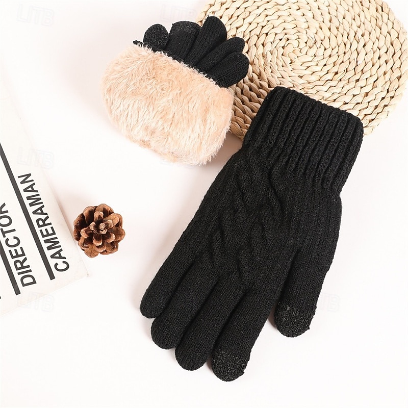 Mulheres 1 par Luvas de Inverno / luvas de malha / Luvas sem dedos Básico / Ao ar livre Luvas - Cor Sólida Dedo Total de 2026 por $18.99 –P6