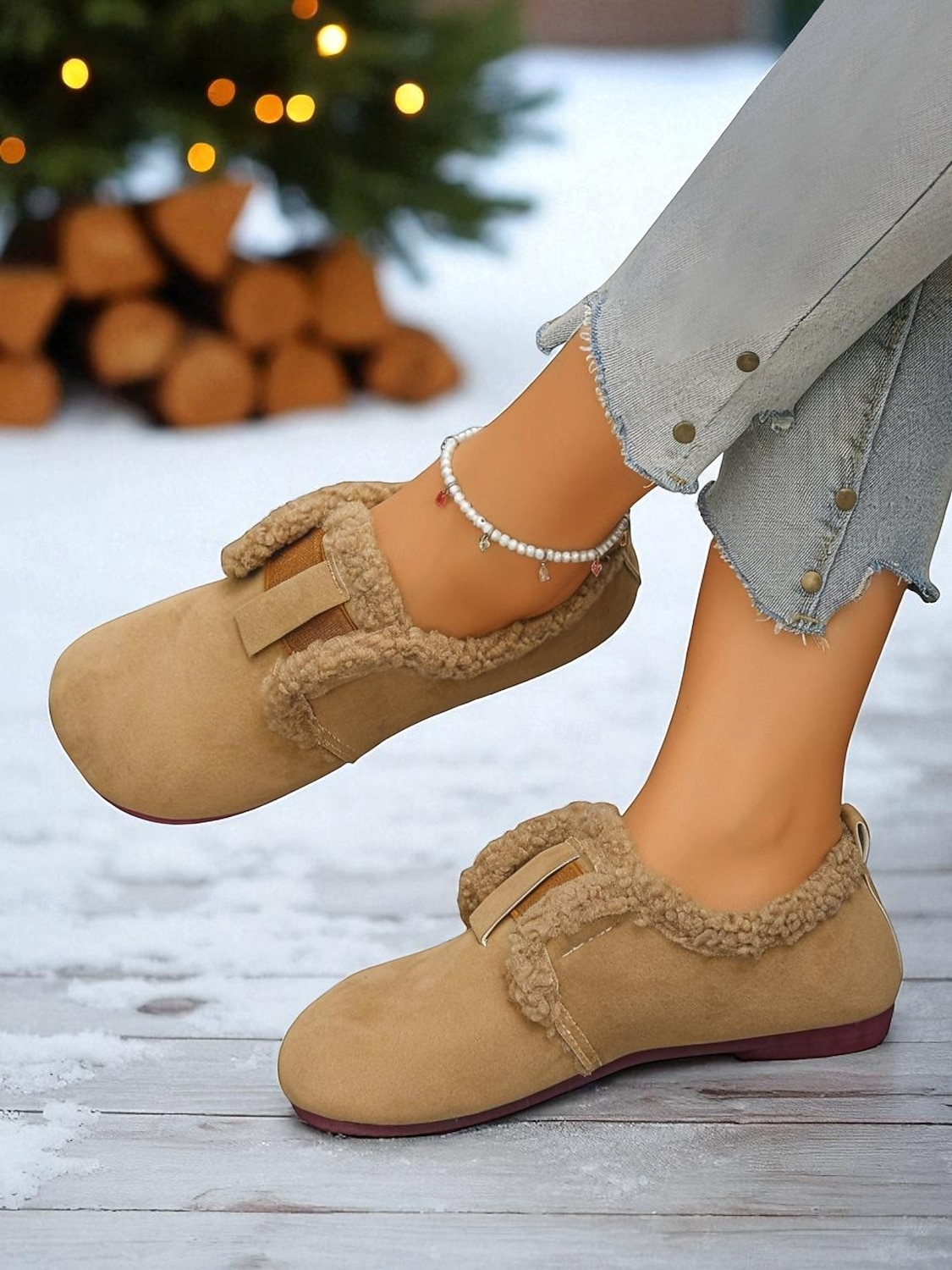 Weite Damen-Schlupfschuhe mit Fleecefutter, kuschelig warme Schuhe mit Gummiband, Winter-Hausschuhe für die Freizeit im Herbst und Winter 2026 - $26.99 –P2