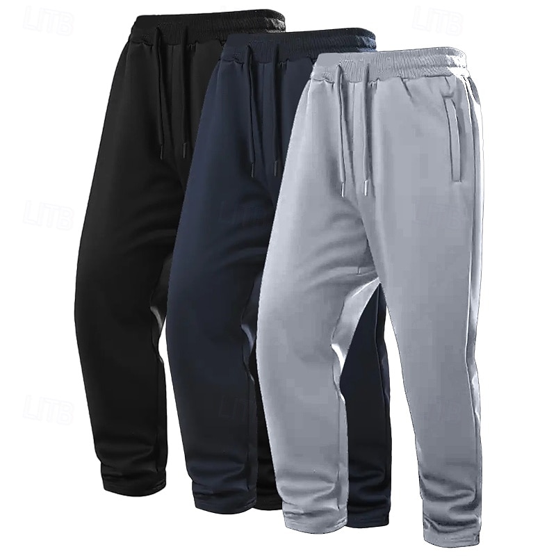 Pánské Tepláky Fleecové kalhoty Kalhoty Tepláky s rovnými nohama Tepláky s otevřeným dnem Šňůrky Elastický pas Vícebalení Bez vzoru Odvod vlhkosti Prodyšné Délka kolen Venkovní Ležérní Denní Módn 2026 - $31.99 –P2