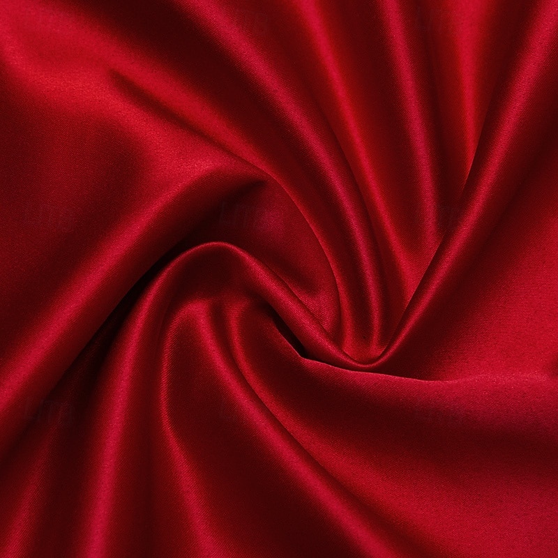 Vestido de Noche A-Line Rojo Elegante Formal Vestido Formal de Boda Largo de Piso de Manga Larga Cuello Redondo de Saten Elástico con Flor en el Hombro 2026 - $160.99 –P3