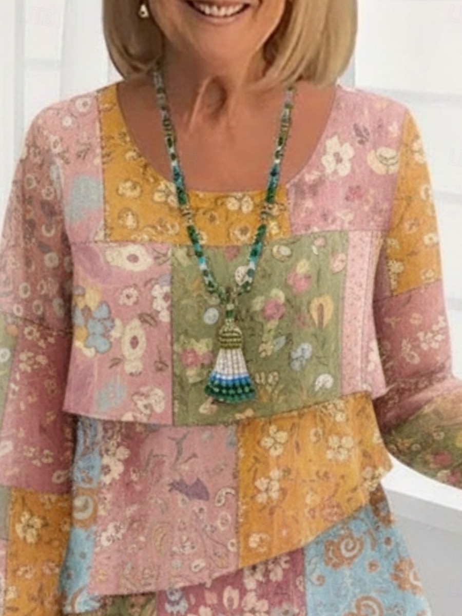 Per donna Mini Abito Abito a Tubino Vestito Casual Vestito in Chiffon Elegante Moda Moderno Quotidiano All'aperto Vacanza Vestibilità regolare Floreale Manica Lunga Girocollo Rosa Estate Primavera del 2026 a $39.99 –P2