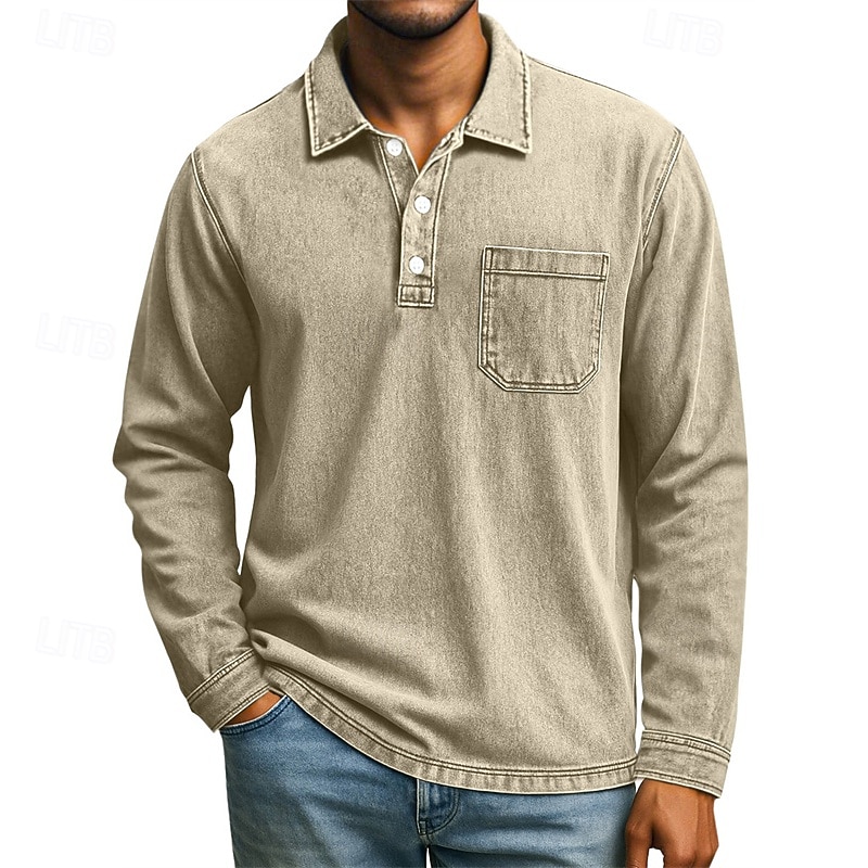 Ανδρικά Πουκάμισο γκολφ Μπλουζάκια Golf Polos Causal Δουλειά Πέτο Μακρυμάνικο Βασικό Μοντέρνα Σκέτο Τσέπη Κουμπιά Άνοιξη Φθινόπωρο Κανονικό Βαθύ πράσινο Σκούρο μπλε Καφέ Πουκάμισο γκολφ 2026 - HUF 7410 –P7
