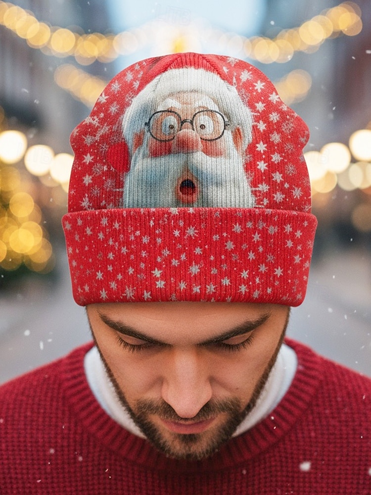 Miesten jouluinen pipo – joulupukki- ja piparkakkuaiheinen, mukavasta neulotusta materiaalista, täydellinen juhlapyhiin, talviretkiin ja joululahjoiksi 2026 - $14.99 –P1