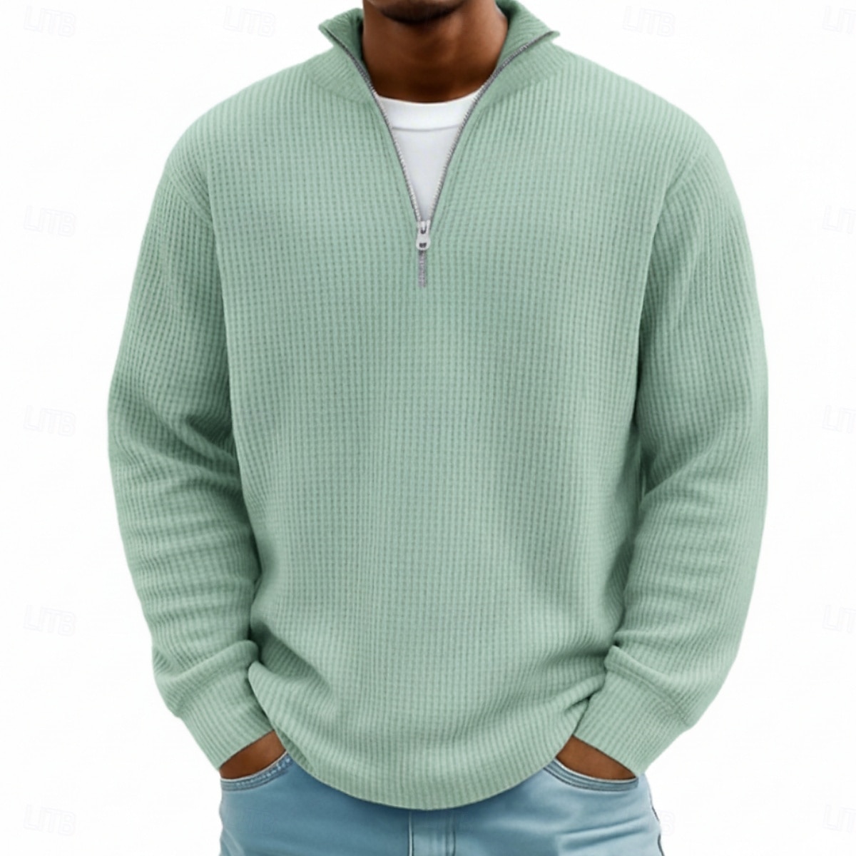 Hombre Camisetas polo con diseño de gofre Con Texturas Casual Exterior Zip Cremallera de un cuarto Manga Larga Moda Moderno Color sólido Plano De Punto Otoño invierno Otoño Primavera & Otoño Ajuste 2026 - $25.99 –P2