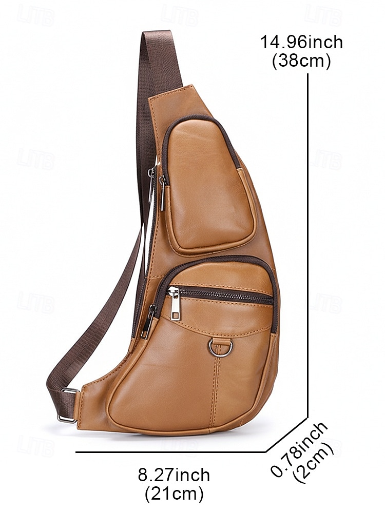 Premium leren schoudertas voor heren - stijlvolle crossbody-rugzak met meerdere ritsen voor dagelijks gebruik, reizen en buitenactiviteiten 2026 - $34.99 –P10