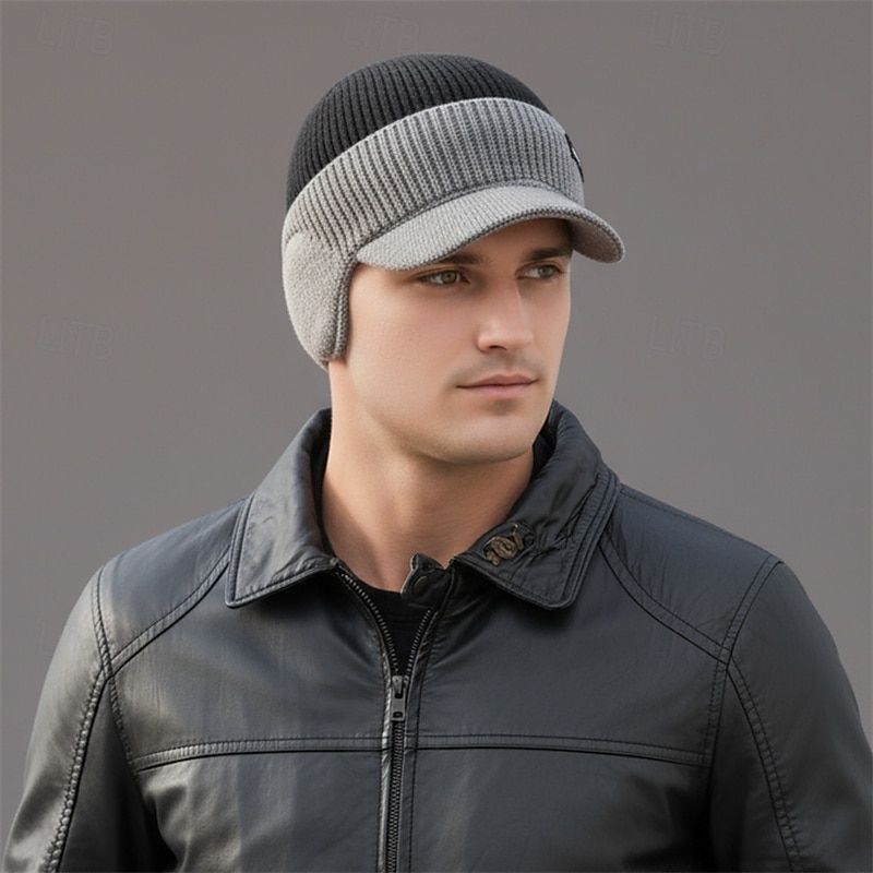 Pánské Unisex Klobouk s klapkami na uši PLacatá čepice Zimní čepice Pletená čepice Zimní čepice Beanie Černá Námořnická modř Polyester Pletený Útulný Denní nošení Jdeme ven Barevné bloky Teplý 2026 - $9.49 –P6