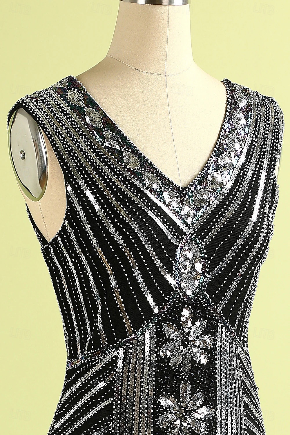 Conjunto Rugido 20s 1920s Hasta la Rodilla Vestido Flapper Vestido Cóctel Disfraz de lujo con accesorios Sin Mangas El gran Gatsby Chica de la aleta Lentejuelas Borlas Escote en Pico Disfraz Mujer 2026 - $50.99 –P8