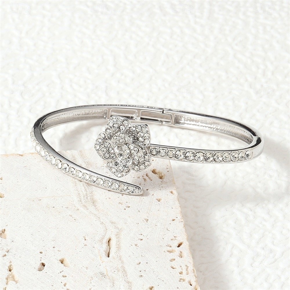 كريستال فينتاج كلاسيكي شكل زهرة عتيق موضة شائع حجر الراين مجوهرات سوار فضي / ذهبي من أجل زفاف مناسب للحفلات خطوبة حفلة تخرج / حفلة موسيقية / حفلة رقص 2026 - $11.49 –P2