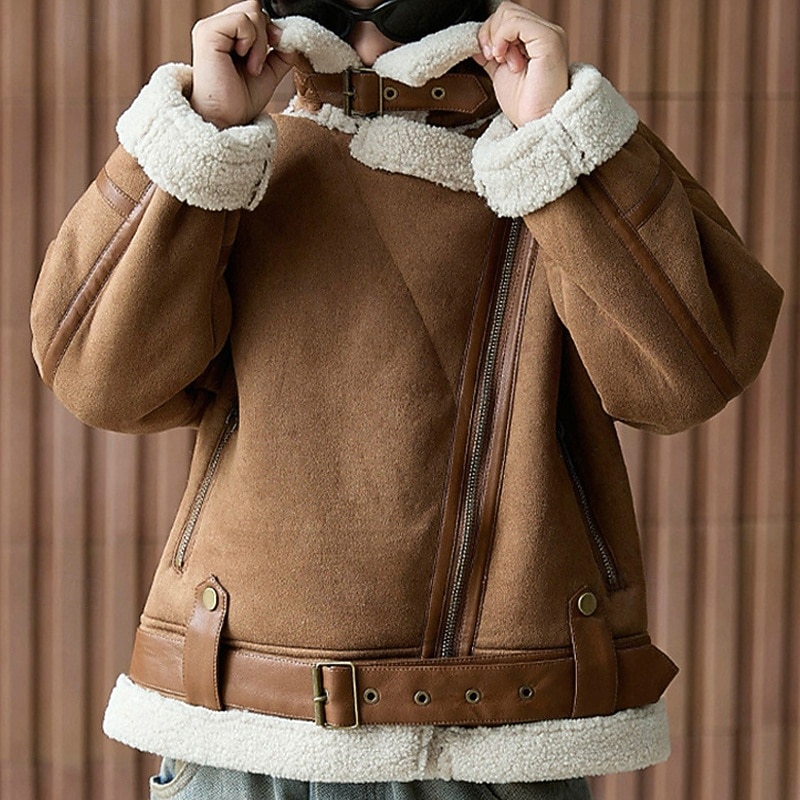 Kinder Jungen Jacke aus Wildlederimitat Fleecejacke Jacke Oberbekleidung Einfach Langarm Reißverschluss warm halten Winddicht Mantel Täglich Mode Lässig Kamel Braun Herbst Winter 4-12 Jahre 2026 - $55.99 –P4