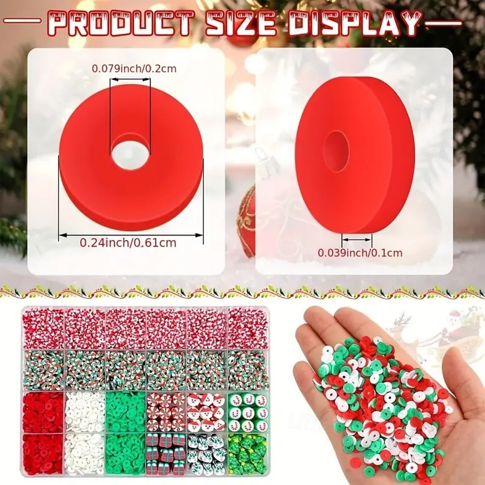 Cuentas navideñas para hacer joyas, dijes, cuentas de arcilla para pulseras, collares, manualidades, juego de cuentas de polímero, kit de joyería navideña hecho a mano, accesorios para manualidades 2026 - $15.99 –P3
