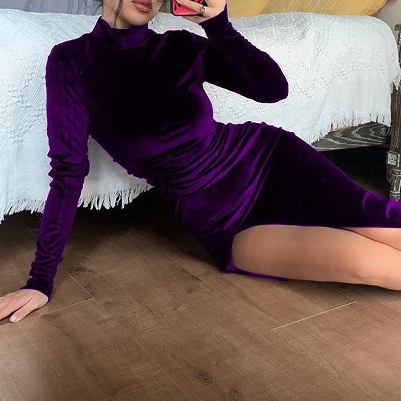 Damen Midikleid Partykleid Cocktailkleid Satinkleid Elegantes Kleid Mode Modern Party Abendgesellschaft Normale Passform Einfach Langarm Hoher Ausschnitt Schwarz Rosa Wein Blau Herbst Winter 2025 - $23.39 –P16