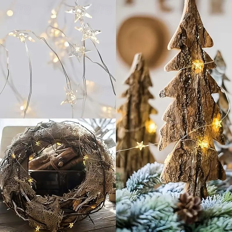 Guirlande lumineuse de Noël en fil de cuivre, 2 m, 20 LED, alimentée par piles, pour Noël, la Saint-Valentin, un mariage, un arbre, une décoration d'intérieur, un éclairage de vacances de 2025 ? $12.99 –P9
