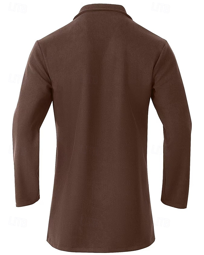 Herre Ytterfrakk Trenchcoat Lang trenchcoat Feriereise Daglig Høst Vinter Polyester Vindtett Yttertøy Klær Mote Klassisk عادي Lomme Knaphul Enkeltkneppet 2026 - $36.99 –P3
