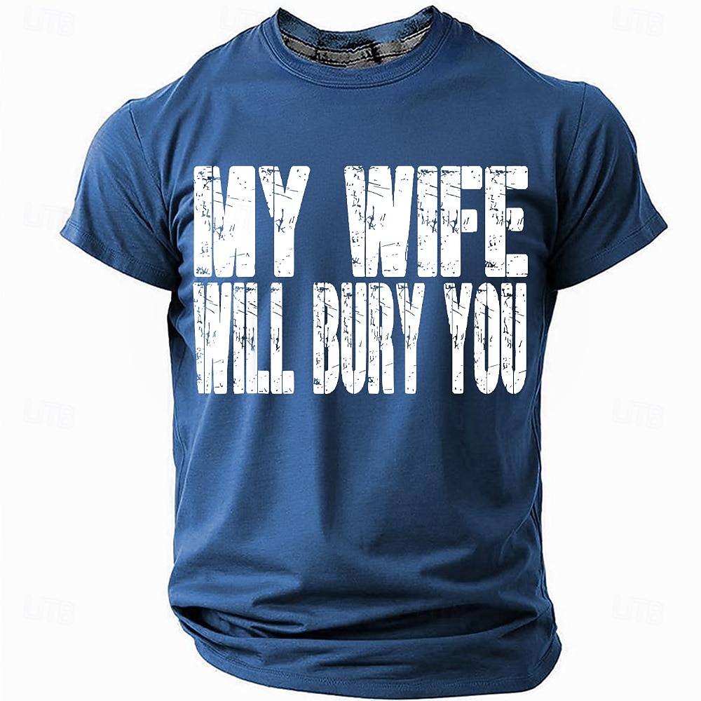 Tricou amuzant cu soțul meu, soția mea te va îngropa, tricou pentru bărbați, idee de cadou sarcastic cu umor de căsătorie pentru soț, tată, iubit 2025 - $19.99 –P4