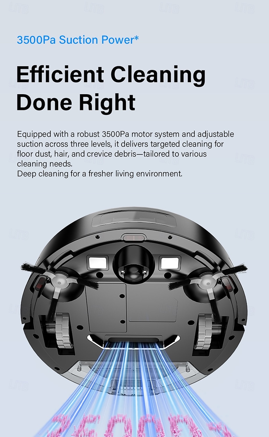 Sweeping and Mopping Robot Combo with LiDAR Navigation APP Operation Smart Mapping No-Mop Zones and Invisible Wall Settings Auto Charging Long-Lasting Battery Life 3500Pa Powerful Suction 2025 - $217.49 –P6