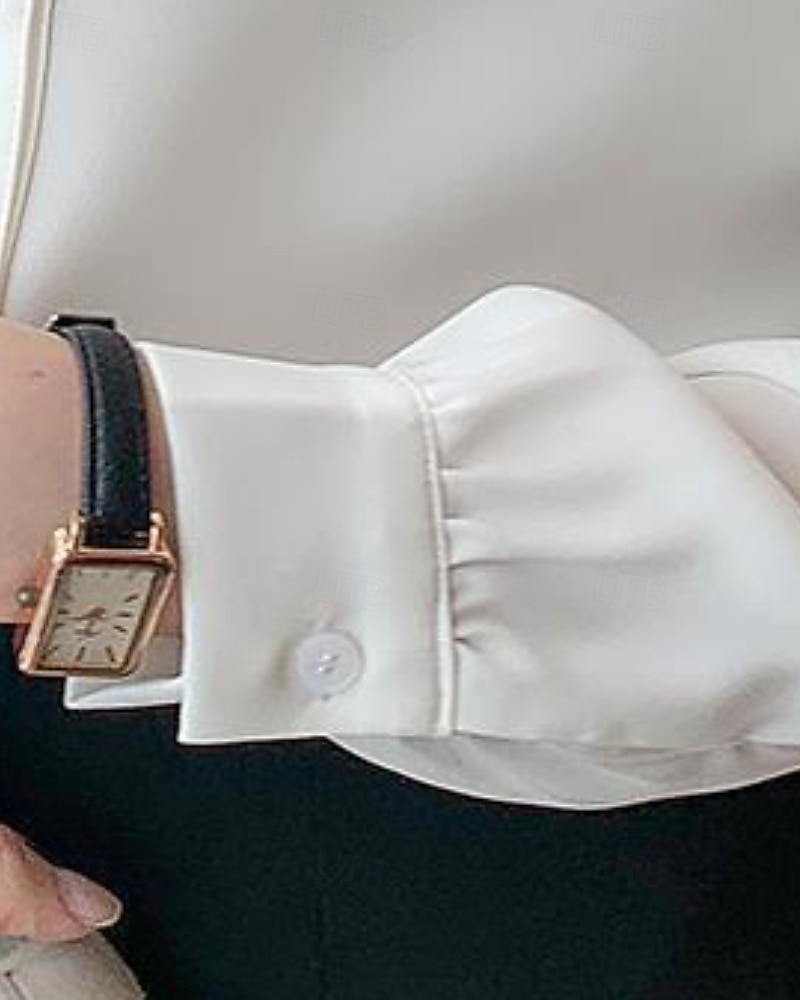 Damen Hemd Elegant Satin-Top Bluse Schleife Einfach Stilvoll Langarm Rundhalsausschnitt Normale Oberteile Ferien Ausgehen Blau Weiß Frühling Herbst 2026 - AU $50.19 –P4