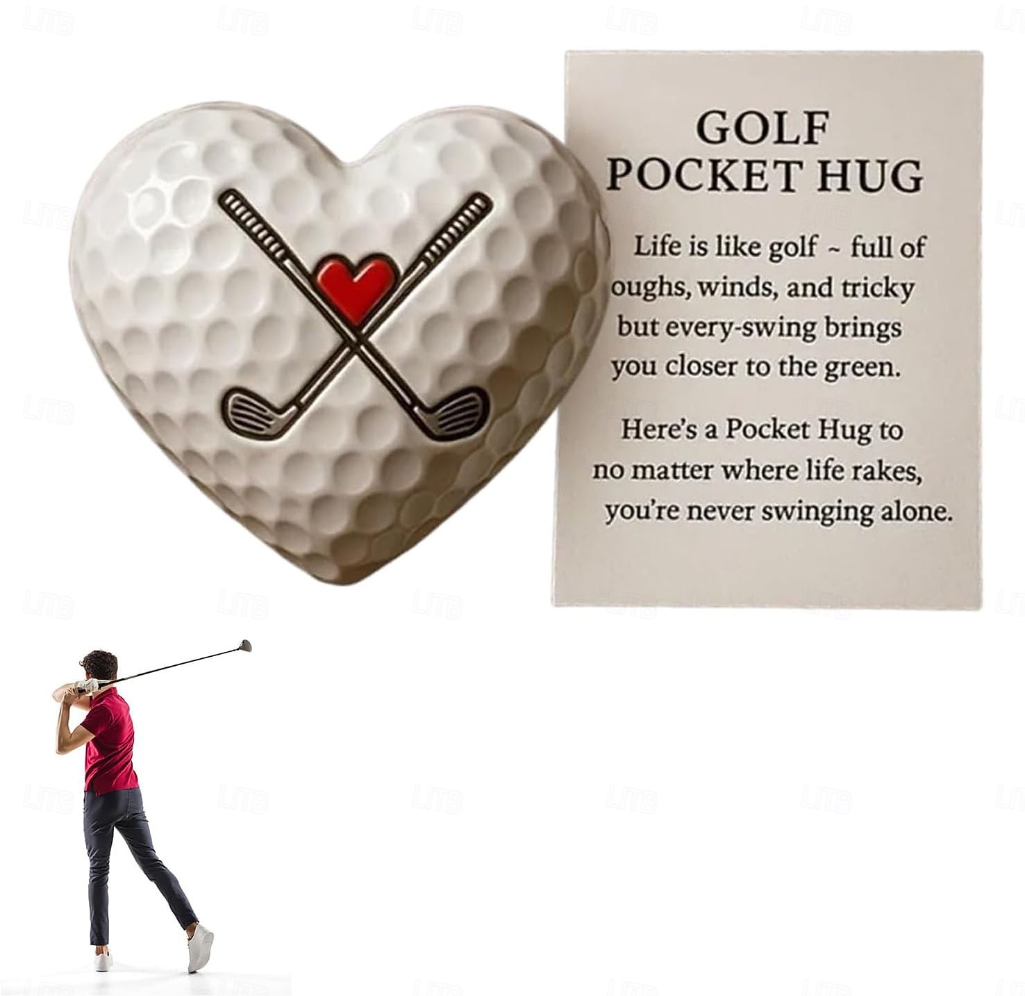 Golfzakknuffel, inspirerend golfcadeau met bemoedigende tekstkaart, klein cadeautje voor golfliefhebbers, motiverende golfbalmarker, attent golfcadeau voor mannen en vrouwen 2026 - $16.99 –P1