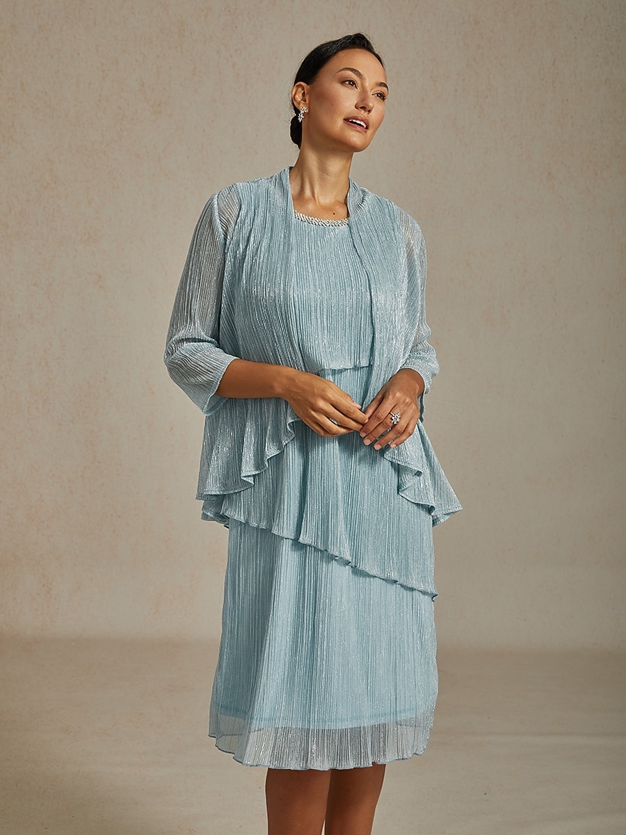 Femmes Robe Midi Robe fourreau Robe Plissée Robe dos nu Élégant Fête Formel Soirée robe demoiselle d honneur Cocktail Coupe régulière Couleur Unie Sans manches Col ras du cou Bleu Ciel Été Printemps de 2025 ? $141.99 –P10