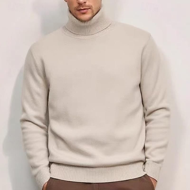 Men's Christmas Jumper Christmas Sweaters Holiday sweater Pullover Sweater Jumper Knit Sweater Ribbed Knit Regular Tops Knitted Plain Turtleneck Fashion Basic Vacation Daily Wear Clothing Apparel 2026 - $19.49 –P6