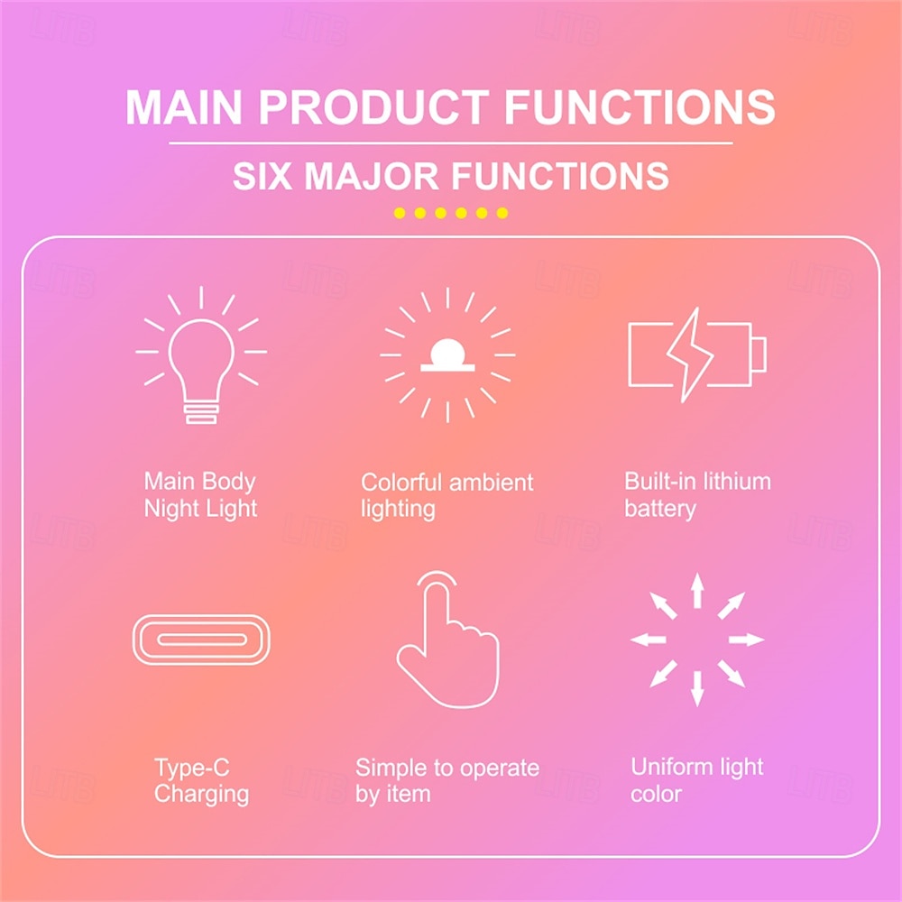 1 шт. светодиодный ночник в форме луны и звезды G80, перезаряжаемая настольная лампа RGB желтого цвета с регулировкой яркости, декор для комнаты, подарочный светильник в форме луны 2025 - $17.99 –P2