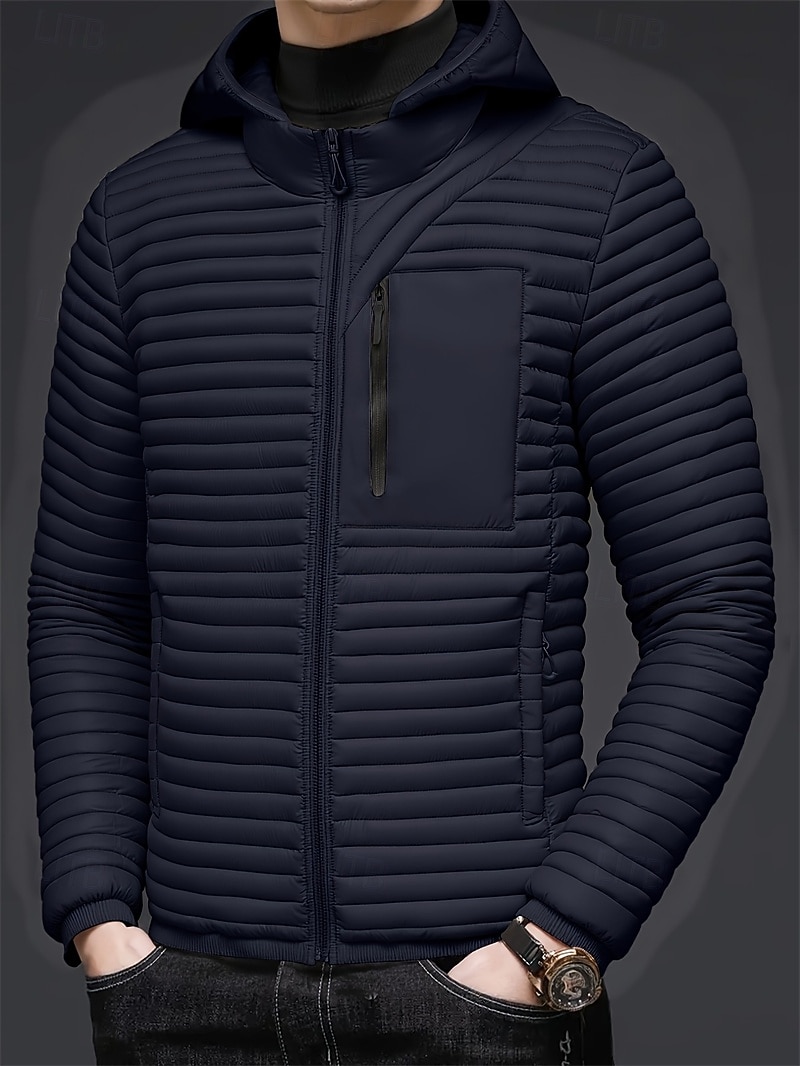 Муж. Зимнее пальто Пуховик Стеганая куртка Карман Полиэстер Отпуск На каждый день Свидание Обычная Мода На каждый день Удобный Сохраняет тепло Зима Сплошной/однотонный цвет Белый Синий Пуховик 2026 - $56.99 –P3