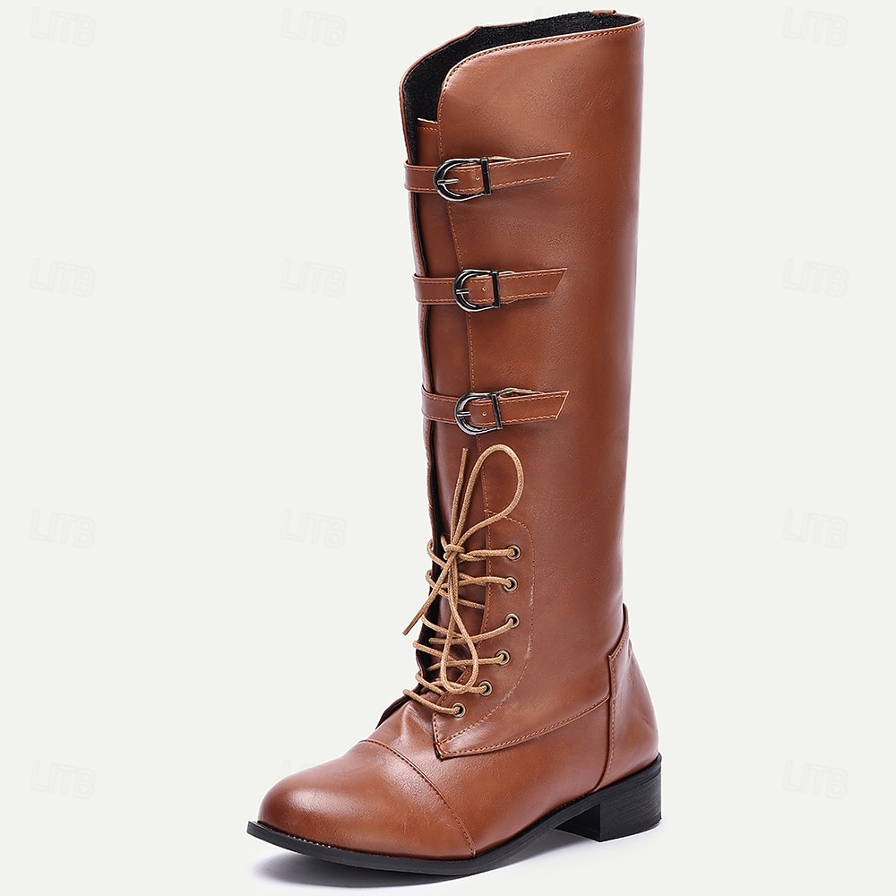 Brown Faux Leather Men's Lace-Up Boots with Buckle Detail – Trendy and Functional Boots for Fall and Winter Adventures 2026 - $59.99 –P3
