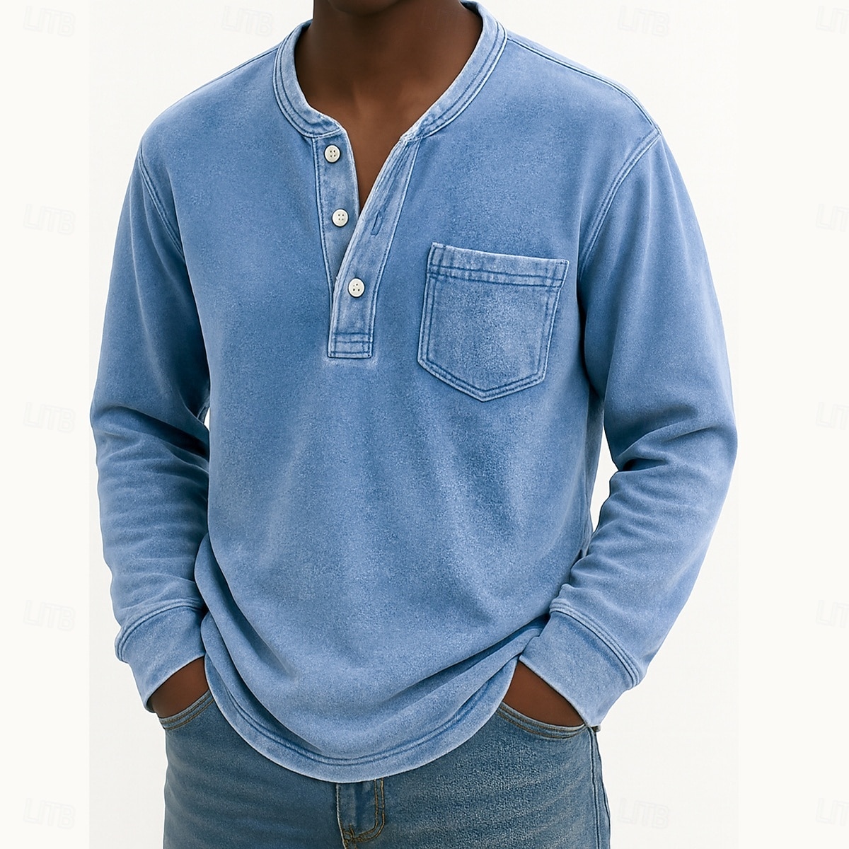 Férfi Henley ing 100% Cotton Acid Wash ing Póló póló Hosszú ujj Régies (Vintage) Retró Alkalmi Régies stílus Kimosva Henley Hétköznapi Tavasz Ősz Minden évszak Sötétbarna Fekete Rózsaszín Henley póló 2026 - $31.99 –P14