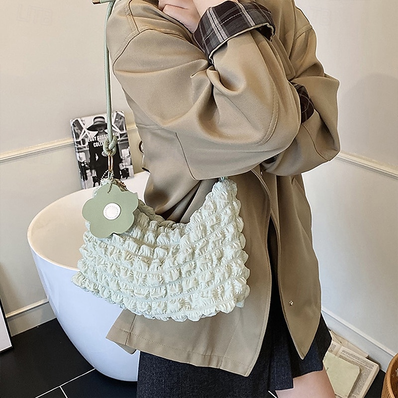 τσάντα ώμου με χιαστί φερμουάρ – πλισέ τσάντα μασχάλης με φυσαλίδες, μονόχρωμη καθημερινή τσάντα για καθημερινή χρήση και εξόδους 2025 - $17.99 –P2