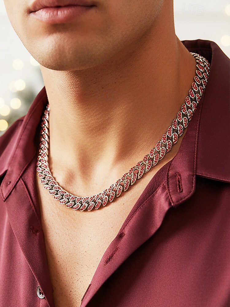 мужское рождественское ожерелье с камнями из сплава и циркония, разных цветов, идеально подходит для праздничного образа и в качестве подарка 2026 - $18.99 –P2