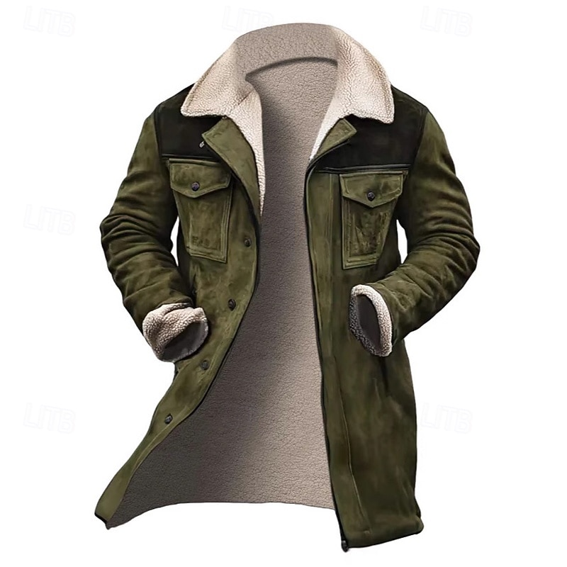 Pánské Zimní bunda Fleecová bunda Neformální bunda Dovolená Denní Zahřívací Kapsy Fleece Podzim Zima Barevné bloky Módní Šik ven Klopa Dlouhé Hnědá Armádní zelená Tmavomodrá Šedá Saka 2025 - $61.99 –P5