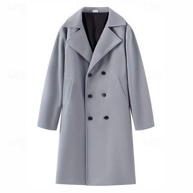 Homens Casaco Casaco impermeável Casaco longo Férias Diário Outono Inverno Poliéster A Prova de Vento Manter Quente agasalhos Roupa Moda Clássico Tecido Bolsos Lapela Trespassado de 2026 por $39.99 –P9