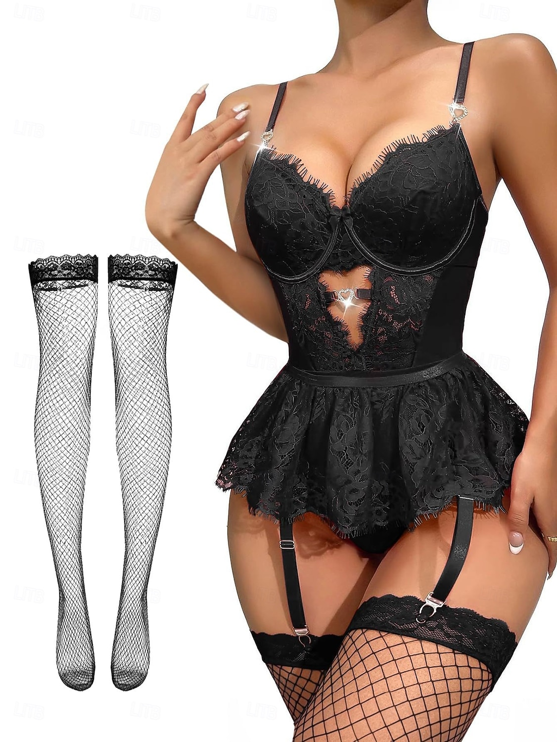 Set Babydoll Lingerie Teddy Bodysuit Collant a Rete con Accessori Donne Lingerie in Rete e Pizzo Elegante Indumento Notturno Adulti Casa Vestire Regalo di San Valentino per Lei del 2026 a $25.99 –P15