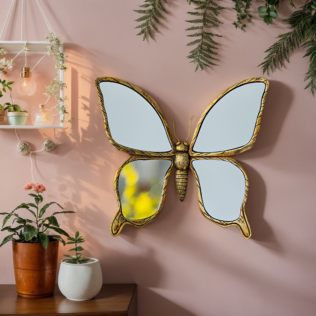 1 шт. - легкая роскошная ретро-состаренная бабочка в форме зеркала, декоративная подвесная деталь, подходит для украшения дома и в качестве реквизита для фотографий на заднем плане стены гостиной. 2026 - $39.99 –P1