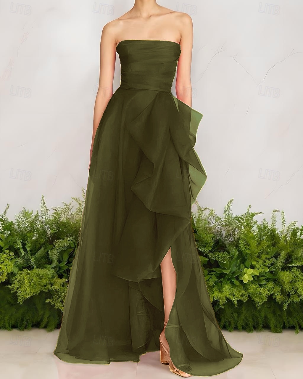 Rochie de Seară A-Line Stil Celebritate Rochie Elegantă Invitată de Nuntă Lungime Pe Jos Fără Mâneci Un Umăr Organza cu Fustițe Răsucite Fanta 2025 - $139.99 –P9