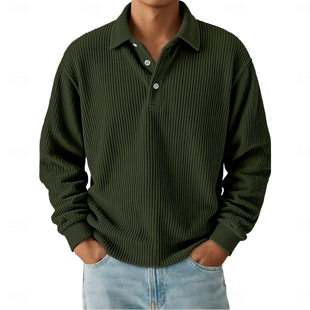 Per uomo Camicia di Velluto a Coste Testurizzato Casuale Sportivo Bavero Manica Lunga Moda Essenziale Blocco di colori Bottoni Caldo Autunno Primavera & Autunno Vestibilità regolare Nero Blu scuro del 2026 a $22.99 –P5