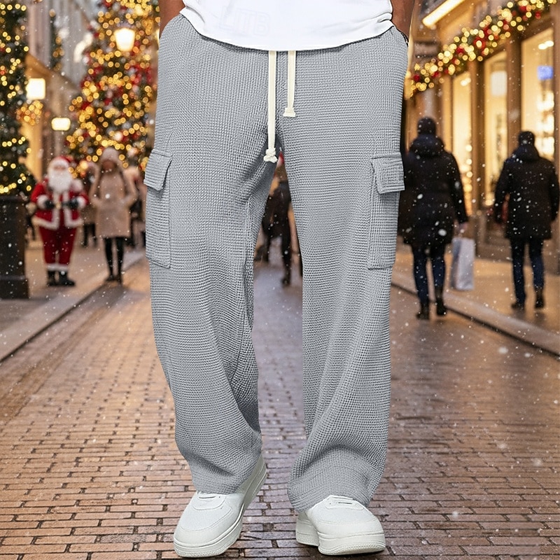 Per uomo Nido d'ape Pantaloni da Tuta Cargo Pantaloni Pantaloni della tuta a gamba dritta Coulisse Elastico in vita Multi-tasche Semplice Traspirante Lunghezza intera Sport all'Aperto Casuale del 2026 a $22.99 –P11