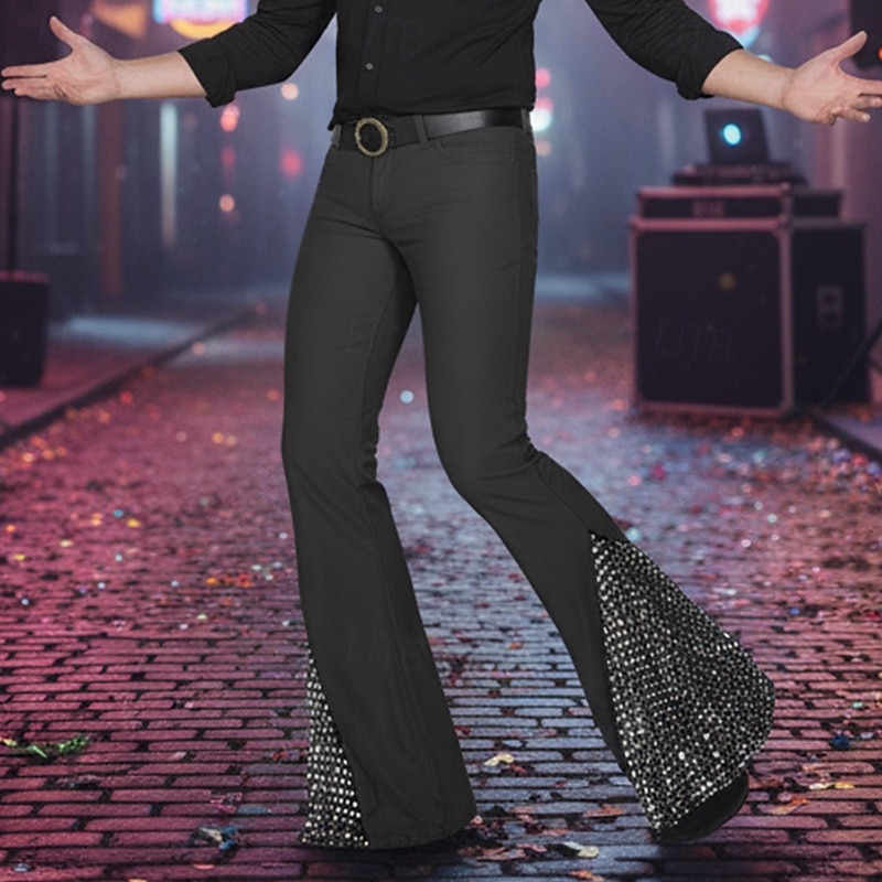 Муж. Штаны Костюм Беллое дно Расклешенные брюки Брюки для выпускного Пэчворк Блестящий металл Полотняное плетение Комфорт Полная длина Для вечеринок Бизнес Повседневные Мода Уличный стиль 2026 - $26.99 –P1