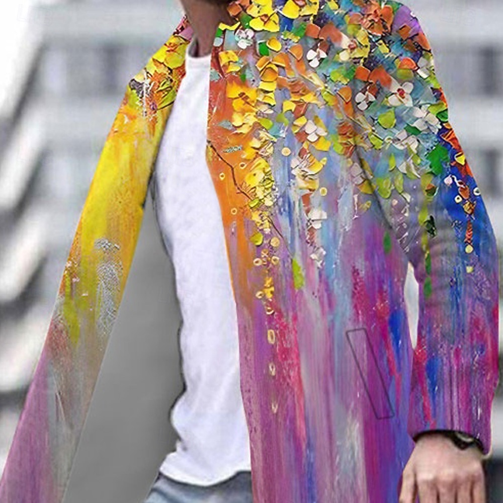Homens Floral Estampas Abstratas Casaco de inverno Casaco Manter Quente Confortável Respirável Moda Roupa de rua Negócio Trabalho Vestir para trabalhar Para Noite Bolsos Imprimir Outono & inverno de 2026 por $69.99 –P3