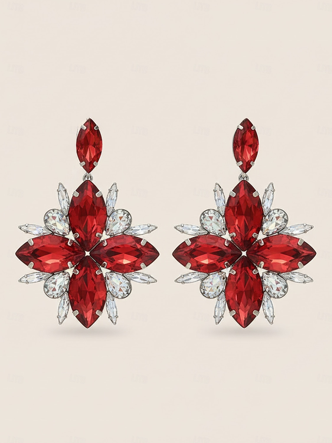 Women's Red Crystal Statement Earrings - Sparkling Christmas Jewelry Accessories for Holiday Parties and Festive Outfits 2026 - $14.99 –P4