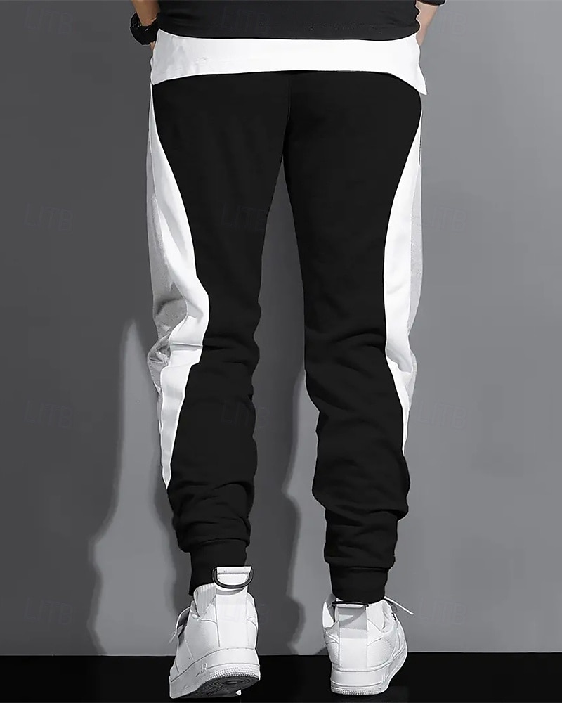 Ανδρικά Αθλητικές Φόρμες Τζόγκκερ Παντελόνια Κορδόνι Τσέπη Ελαστική μέση Συνδυασμός Χρωμάτων Γράμμα Άνεση Υπαίθρια Αθλήματα Καθημερινά Μοντέρνα Καθημερινό Μαύρο Γκρίζο Μικροελαστικό 2026 - $21.99 –P2