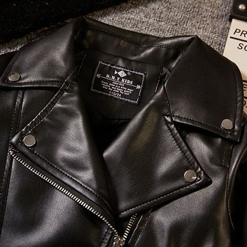 Bambini Ragazzi Giacca in pelle nera Giacca di pelle Capispalla Semplice Manica Lunga Con zip Impermeabile Antivento Cappotto Quotidiano Moda Casual Nero Primavera Autunno 4-12 Anni del 2026 a $28.99 –P3