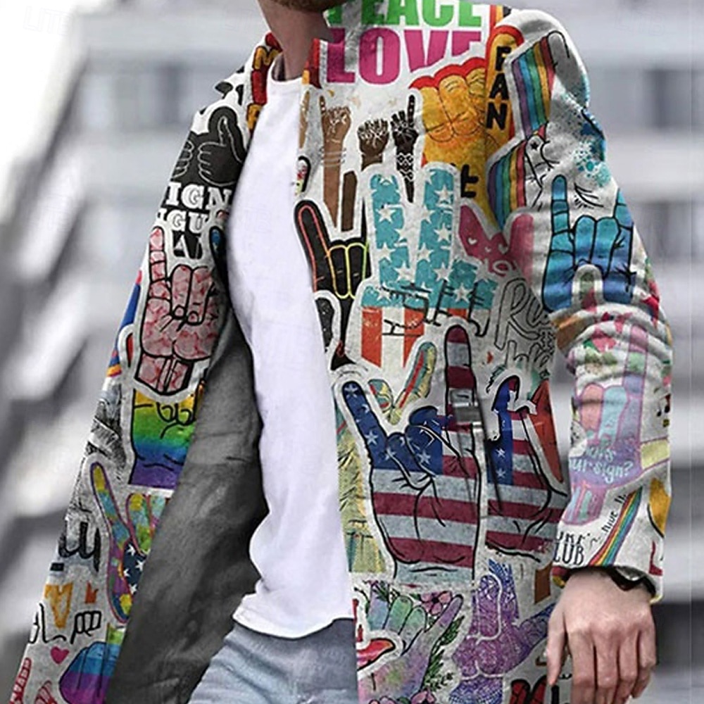 Per uomo Graffiti Bandiera Nazionale Cappotto Invernale Cappotto Caldo Confortevole Traspirante Moda Streetwear Affari Lavoro Abbigliamento da lavoro Uscire Tasca Stampato Autunno & Inverno Collo del 2026 a $69.99 –P2