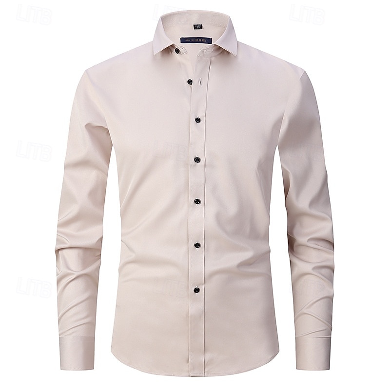 Homens Camisa Social Saia Camisa não de ferro Camisas de smoking Tecido Formal Casamento Preto Branco Rosa Vinho Manga Longa Lapela Primavera & Outono Todas as Estações Roupa de 2025 por $20.99 –P13