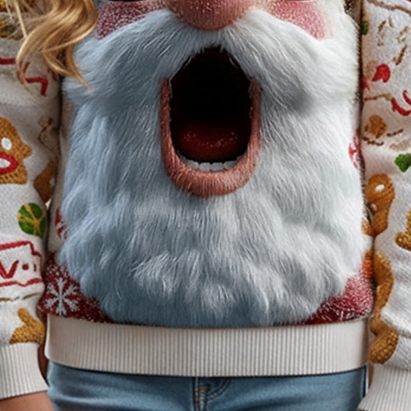 Weihnachten Mädchen 3D Weihnachtsmann hässlicher Weihnachtspullover Weihnachtsgeschenk Pullover Langarm 3D-Druck Herbst Winter Mode Party Kinder 4-12 Jahre Rundhalsausschnitt Outdoor Täglich Normale 2025 - $27.99 –P3