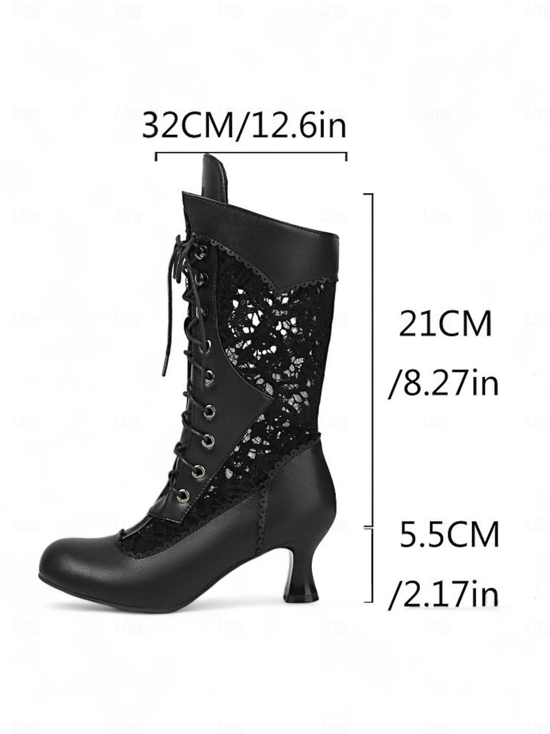 Botas victorianas blancas de media pantorrilla con cordones y tacón grueso para mujer: calzado de novia y fiesta de estilo eduardiano vintage de la década de 1900. 2026 - $64.99 –P5