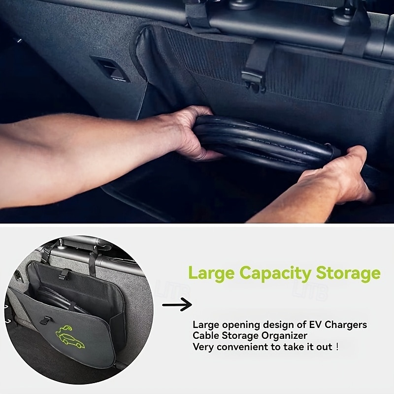 1 st. EV-kabelorganizertas - draagbare opbergtas voor startkabels en snoeren &slangen duurzaam polyester materiaal ideaal voor kabelbeheer van elektrische voertuigladers 2026 - $21.99 –P7