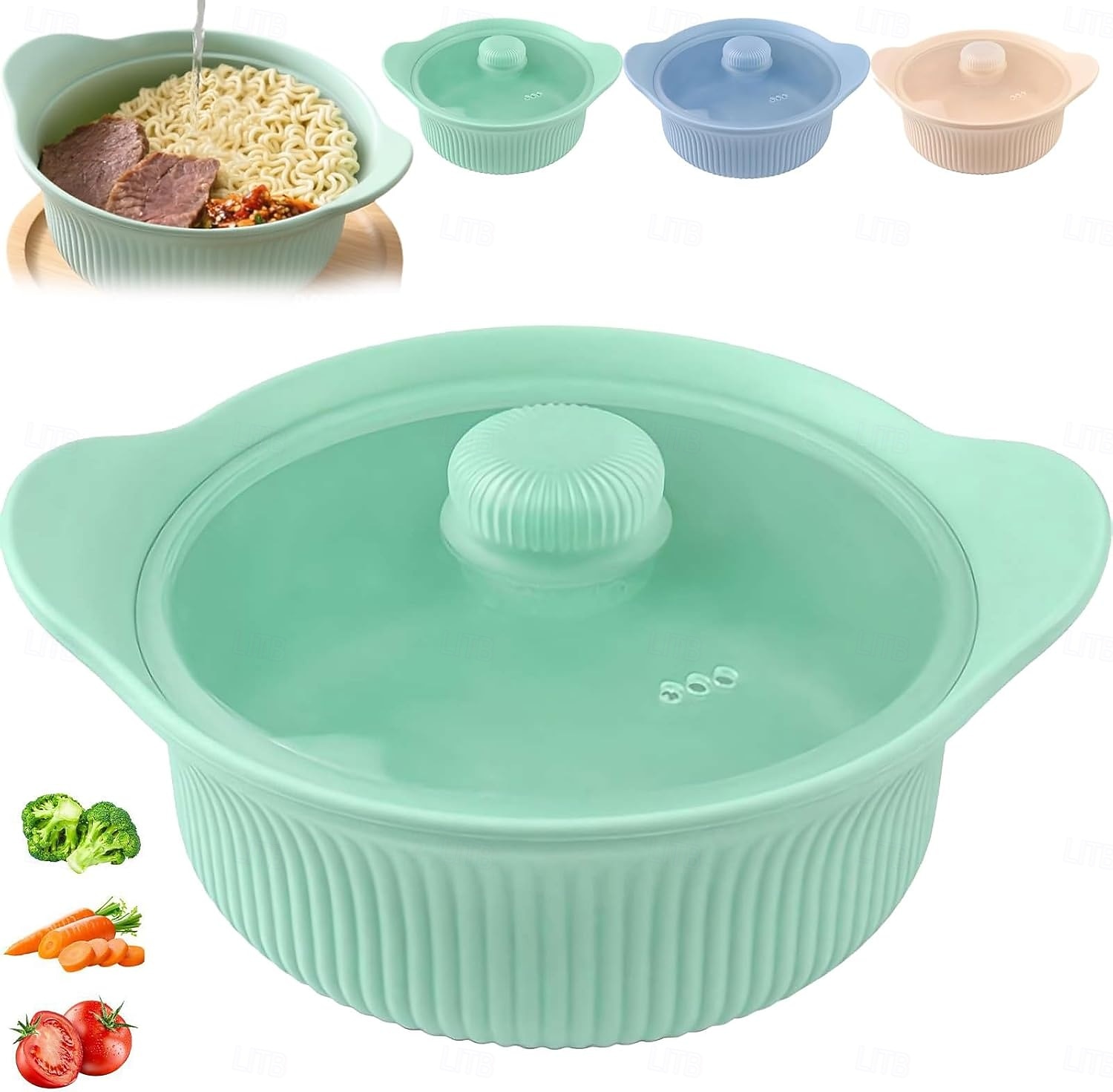 סיר אידוי סיליקון למיקרוגל 42oz, 3 תאים, סיר אידוי סיליקון 4 ב-1 עם ידית ומכסה לירקות, דגים, הכנת ארוחות, מזון לתינוקות, תנור &בטוח למדיח כלים, קל לניקוי 2026 - $15.99 –P2