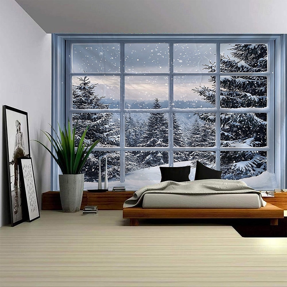 havas táj ablakmintás gobelin, nagyméretű fali faldekoráció, fotóháttér szövet, lakberendezés hálószobába, nappaliba vagy irodába 2026 - $17.99 –P7